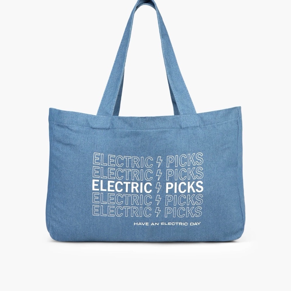 Electric Picks Blue Canvas Tote Bag - Unbranded